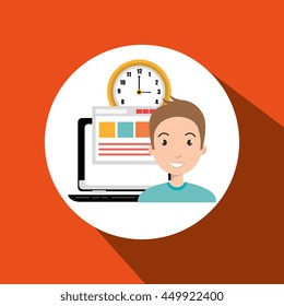 man and computer isolated icon design, vector illustration  graphic 