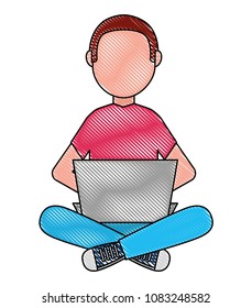 man with computer laptop character