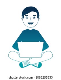man with computer laptop character