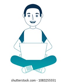 man with computer laptop character