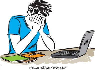 man with computer laptop vector illustration