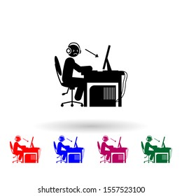 Man concentrate multi color icon. Simple glyph, flat vector of gamer icons for ui and ux, website or mobile application