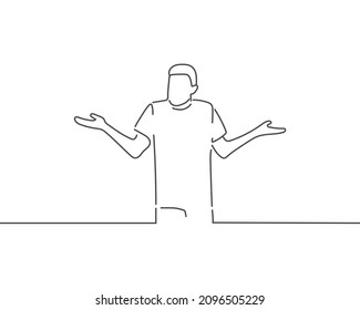 man confuse face expression line drawing or continuous one line illustration