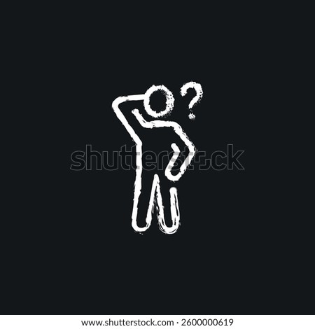 Man is Confused chalk icon. Vector isolated black illustration.