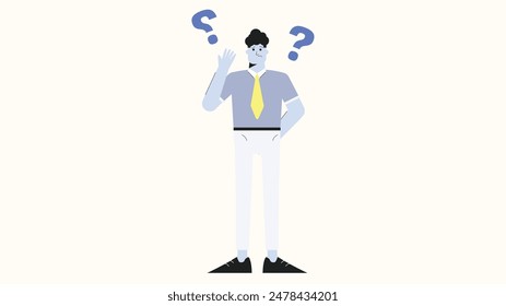 hombre confundido con signo de interrogación en la ilustración de la cabeza
