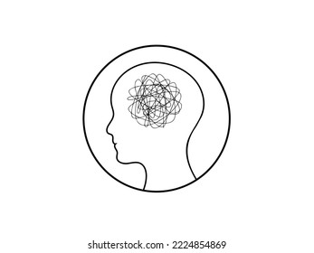 Man confusing logo. Stress. Suicide risk. Depression in mental health, Medical