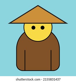 Man with conical hat - flat design vector illustration