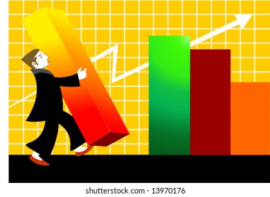 man constructing  graph 	