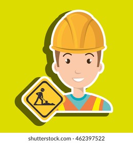 man construction drill helmet vector illustration graphic