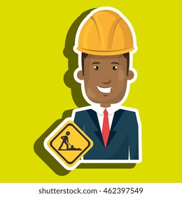 man construction drill helmet vector illustration graphic