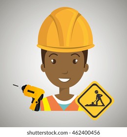 man construction drill helmet vector illustration graphic