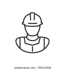 Man In A Construction Helmet. Linear Icon. Line With Editable Stroke