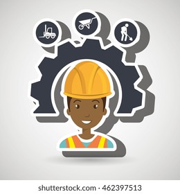 man construction tool gears vector illustration graphic