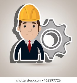 man construction tool gears vector illustration graphic