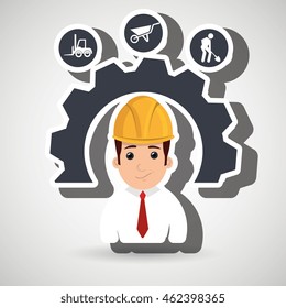 man construction tool gears vector illustration graphic