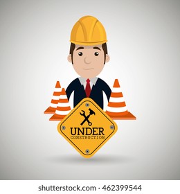 man construction tool gears vector illustration graphic