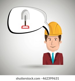 man construction tool gears vector illustration graphic