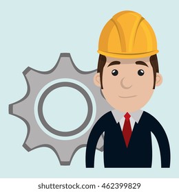 man construction tool gears vector illustration graphic