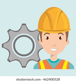 man construction tool gears vector illustration graphic