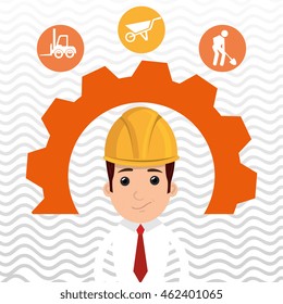 man construction tool gears vector illustration graphic