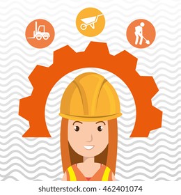 man construction tool gears vector illustration graphic