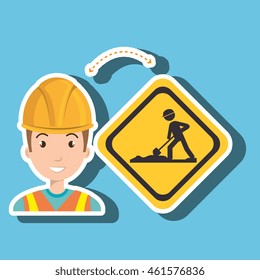 man construction tool work vector illustration graphic