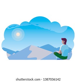 man contemplating horizon in snowscape scene