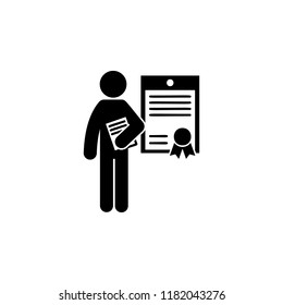 man with contract degree icon. Element of man with student degree icon for mobile concept and web apps. Glyph contract degree can be used for web and mobile on white bakgorund