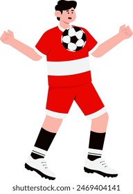 A Man Controlling the Ball With His Chest Illustration