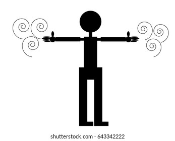 Man controls the elements of the wind, man icon - vector illustration