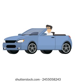 Man in a convertible. Car, vector illustration