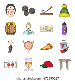 man, cook, cap and other web icon in cartoon style. table, legs, kitchen icons in set collection.