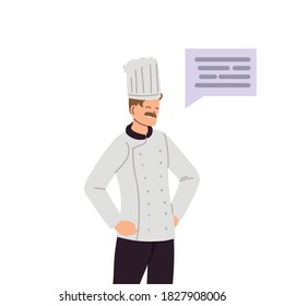 man cook with message bubble vector illustration design