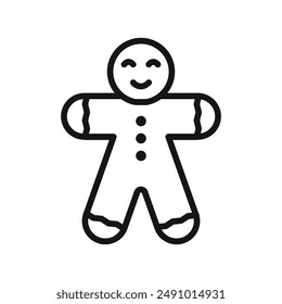 Man cookie icon Black line art vector logo