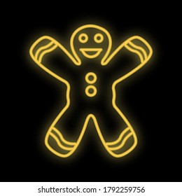 Man cookie neon glow icon. Simple thin line, outline vector of Christmas, new year, joy icons for UI and UX, website or mobile application.