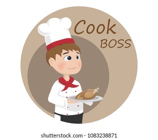 Man cooking chief Vector. Cartoon character Logo templates