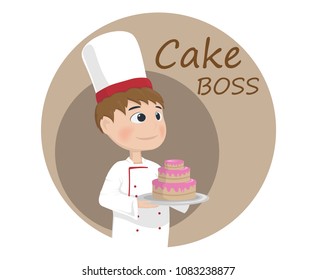 Man cooking chief Vector. Cartoon character Logo templates