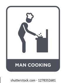 man cooking icon vector on white background, man cooking trendy filled icons from Behavior collection, man cooking vector illustration