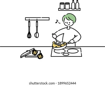Hombre cocinando en la cocina
