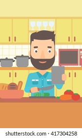 Man cooking meal.