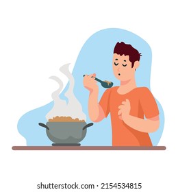 man cooking with pot character