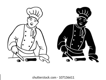 man cooking sushi