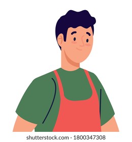 man cooking using apron, in white background vector illustration design