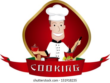 Man cooking.vector illustration