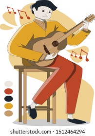 a man is cool to play the guitar