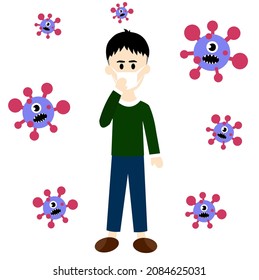 The man and coronavirus illustration vector