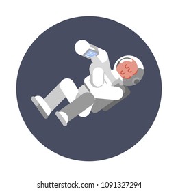 Man cosmonaut fly in zero gravitation