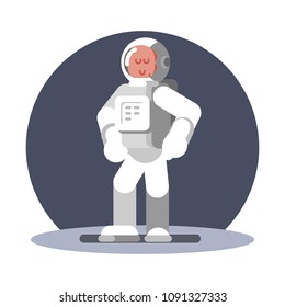 Man cosmonaut in helmet standing