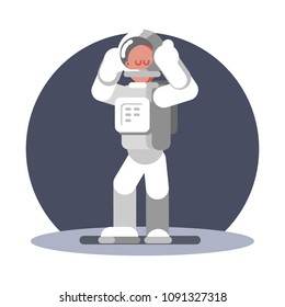 Man cosmonaut take the helmet off