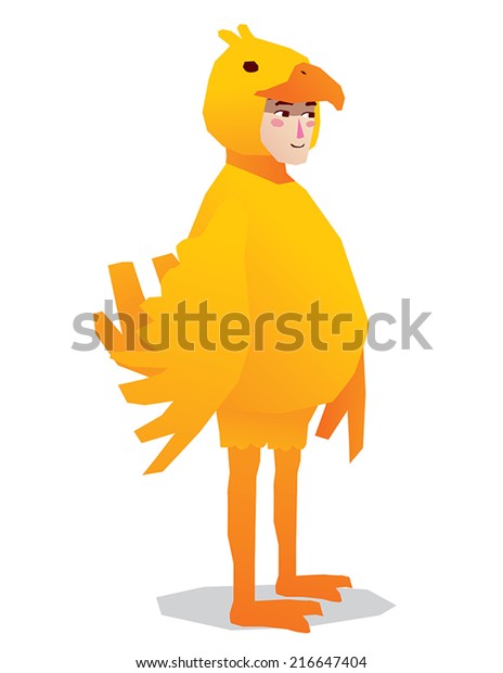 man costume chicken cartoon isolated vector illustration\
full body 
